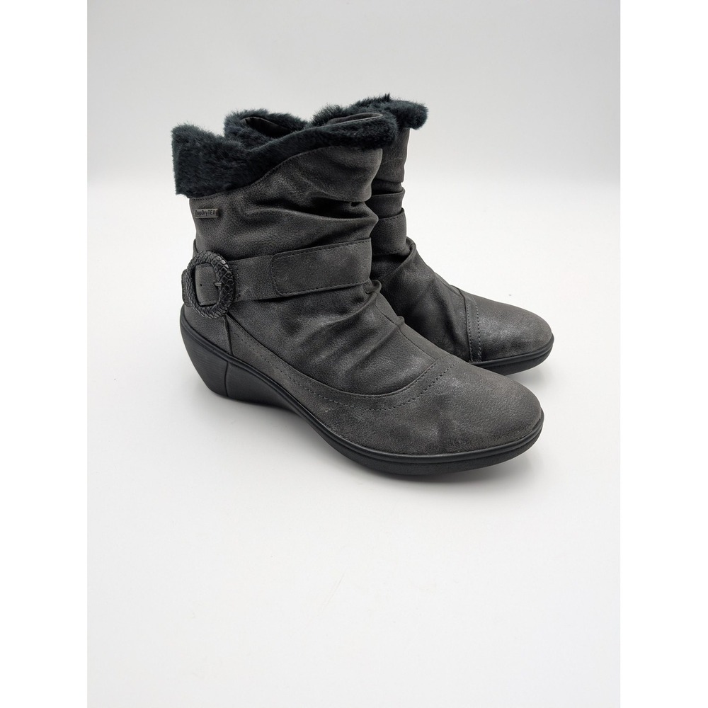 Romika Boots Womens Size 6.5 Gray Waterproof‎ Ankle Wedge Bootie Faux Fur New